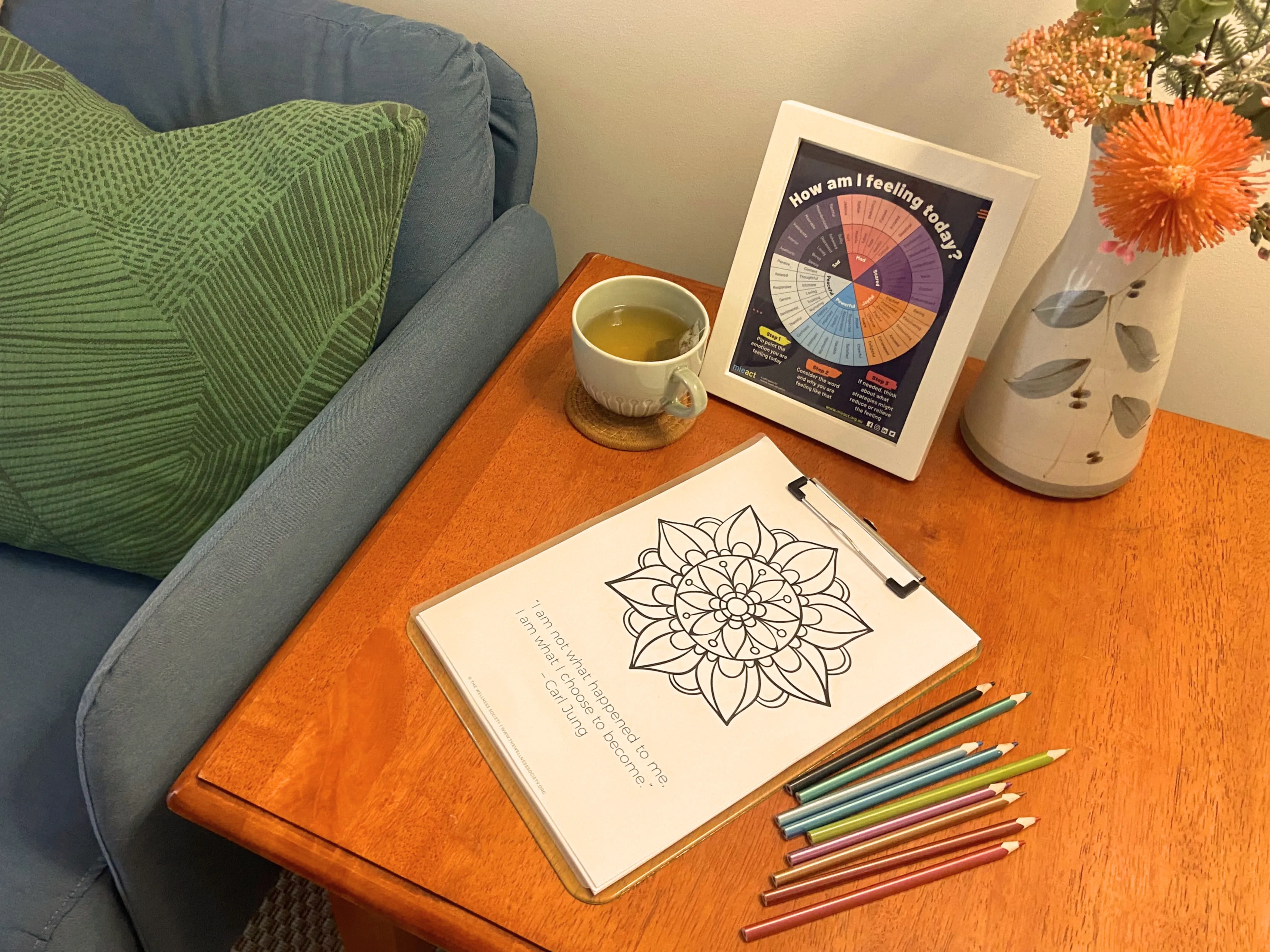 Detail of the counselling room at Riverstone Counselling, Denman Prospect Canberra — Salihan Laugesen, ACA Registered Counsellor